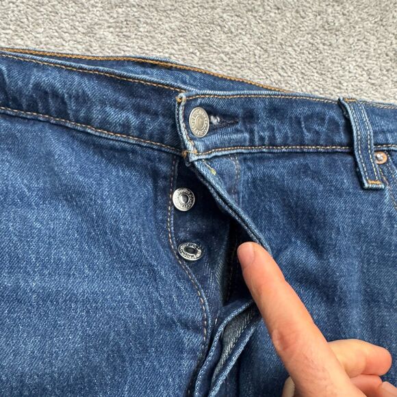 Levi's 501 T High Rise Tapered Button Fly Ankle Denim Jeans Womens Plus 20W Blue - Picture 3 of 16